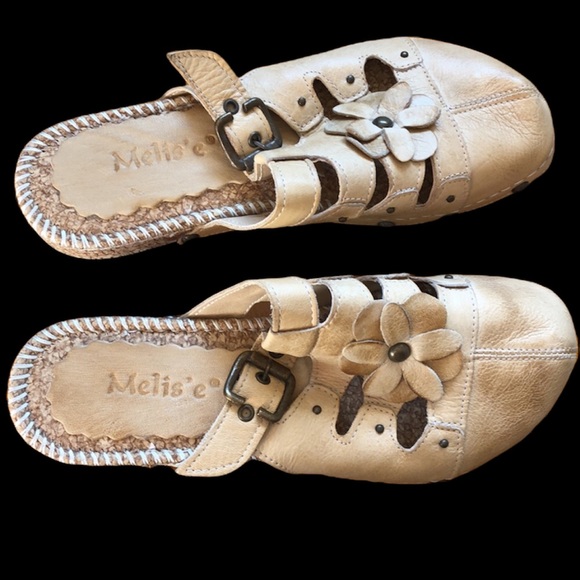 Turkish Tan genuine leather clogs. Size 6.5 - Picture 3 of 11
